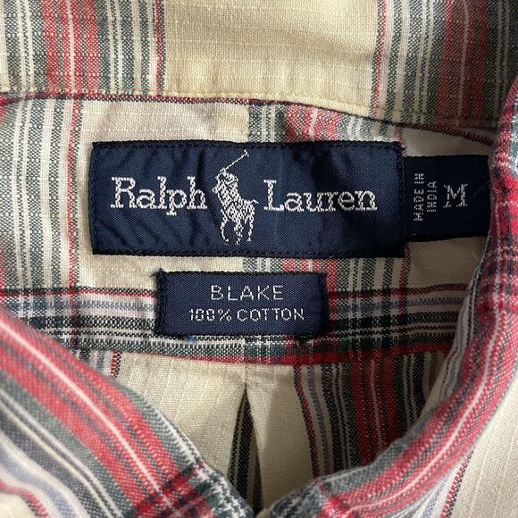 Ralph Lauren Shirt Blake Plaid Button Down Long Vintage Sleeve Mens M - Picture 3 of 6